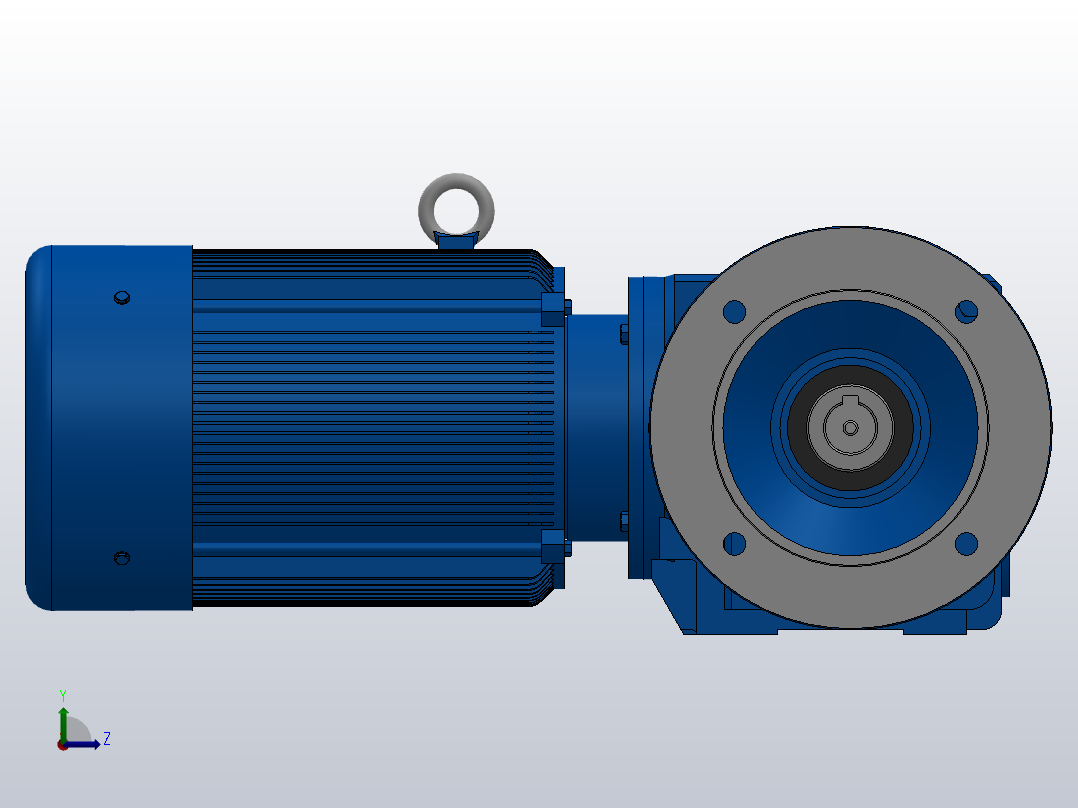 SAF37法兰空心轴安装斜齿-蜗轮蜗杆减速机SAF37-Y0.37-4P-15.45-M1-0°-B左视图