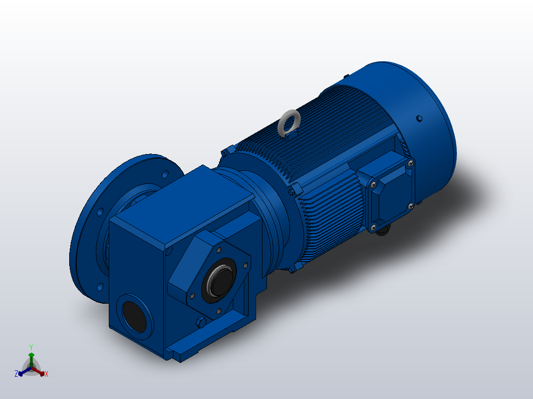 SAF37法兰空心轴安装斜齿-蜗轮蜗杆减速机SAF37-Y0.37-4P-15.45-M1-0°-B正等轴测图