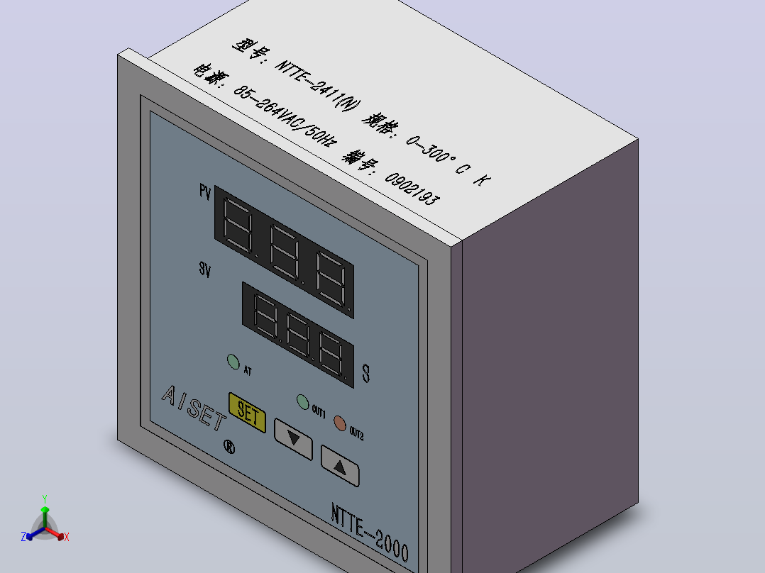 NTTE-2000亚泰温控表主视图