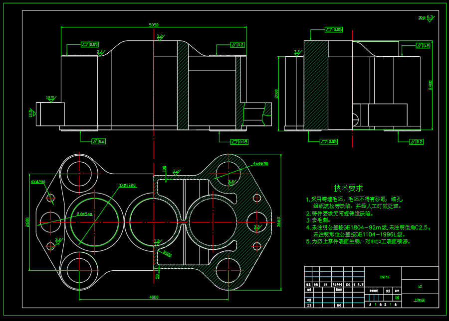 6000T四柱预紧机架通用液压机本体设计（CAD+说明书）