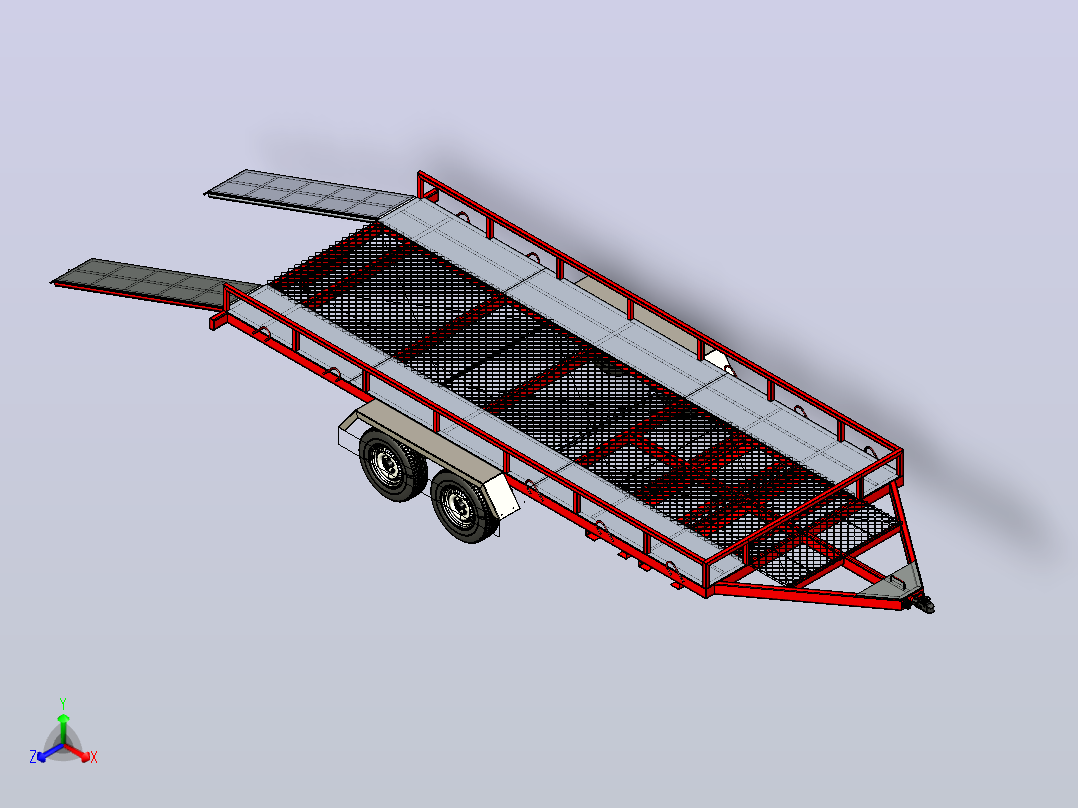 牵引拖车3D数模图纸 Solidworks设计 附IGS正等轴测图