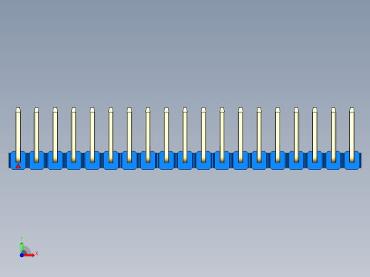 彩色公排针 100mil 2.54mm 系列-DS1022_blue_19p_100mil_TypeU_rev1.0前视缩略图