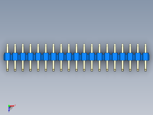 彩色公排针 100mil 2.54mm 系列-DS1022_blue_19p_100mil_TypeU_rev1.0俯视缩略图