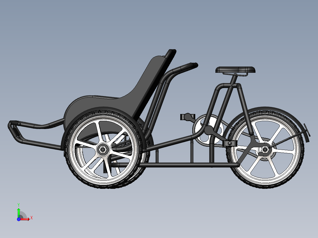 三轮自行车前视图