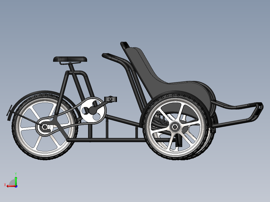 三轮自行车后视图