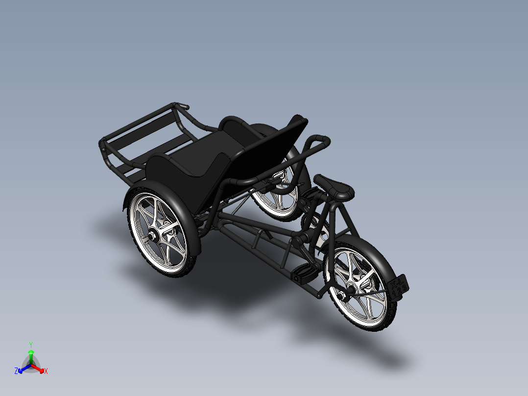 三轮自行车正等轴测图