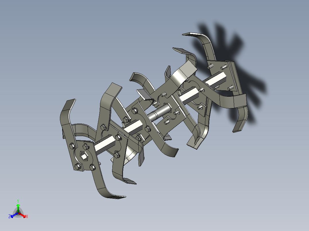 旋耕刀模型正等轴测图