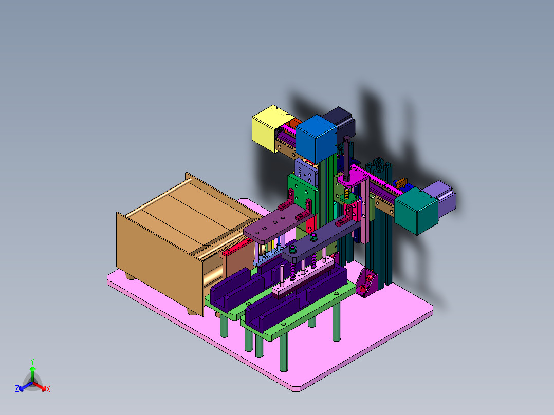 长条盒半自动贴标机正等轴测图