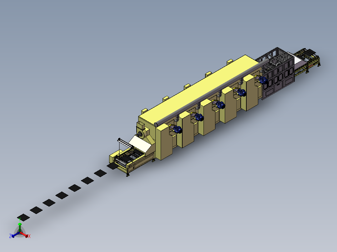油漆烘烤流水线sw21正等轴测图