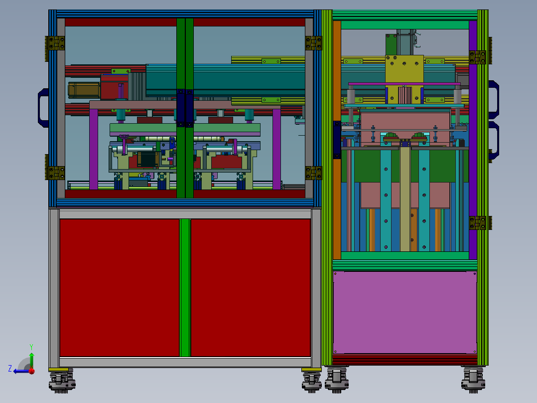 压合自动上料设备（sw18可编辑+工程图+bom）右视图