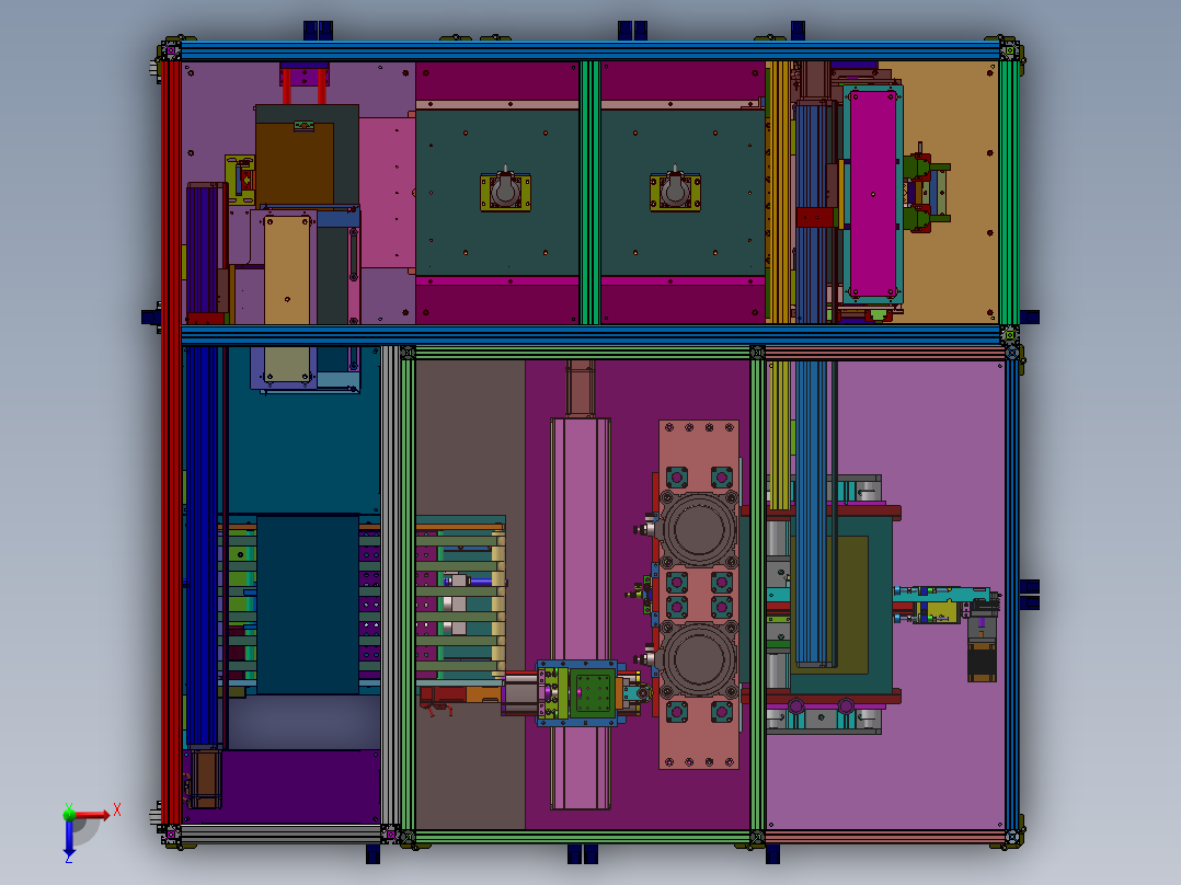 压合自动上料设备（sw18可编辑+工程图+bom）俯视图