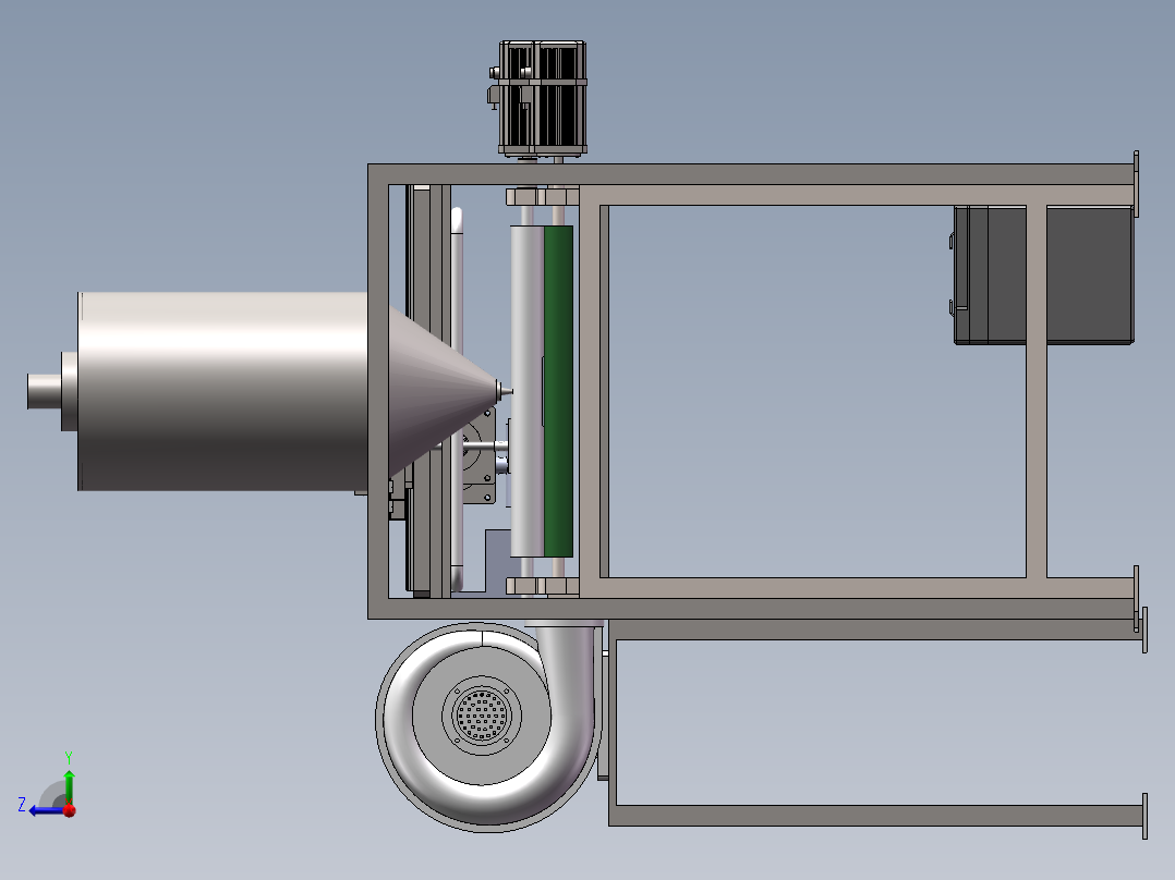 撕膜机3D 装配图 零件图右视图