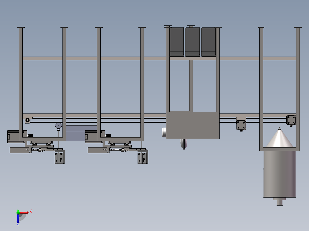 撕膜机3D 装配图 零件图俯视图