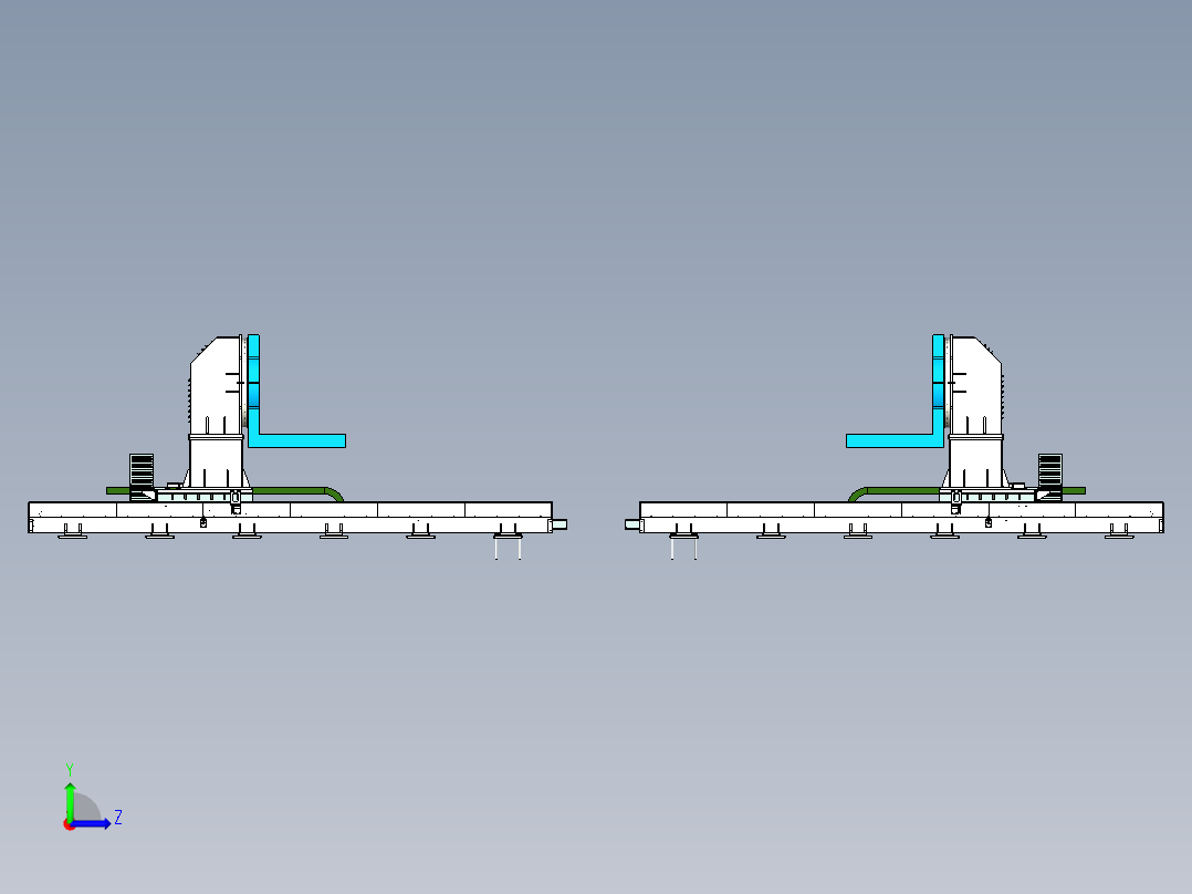 柔性自行走变距二轴变位机左视图