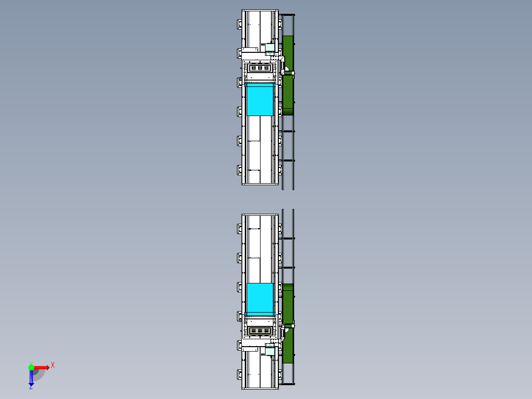 柔性自行走变距二轴变位机俯视图