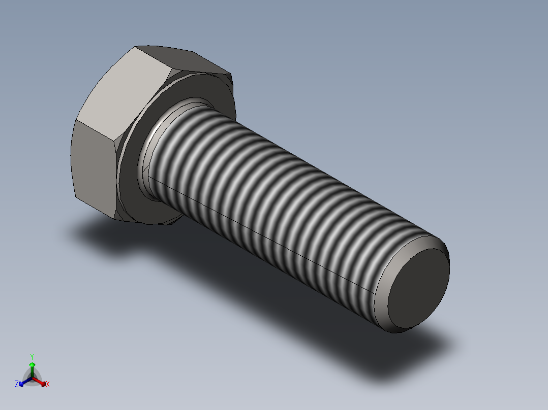 GB／T5781-2000六角头螺栓全螺纹C级(M22)×70正等轴测图