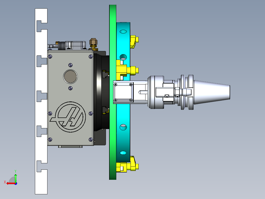 利用四轴和侧铣头加工侧面孔工装后视图