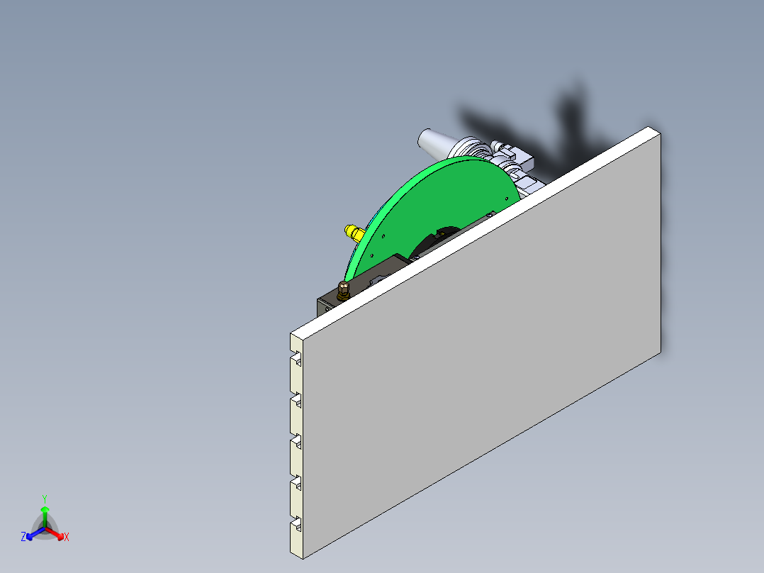 利用四轴和侧铣头加工侧面孔工装正等轴测图