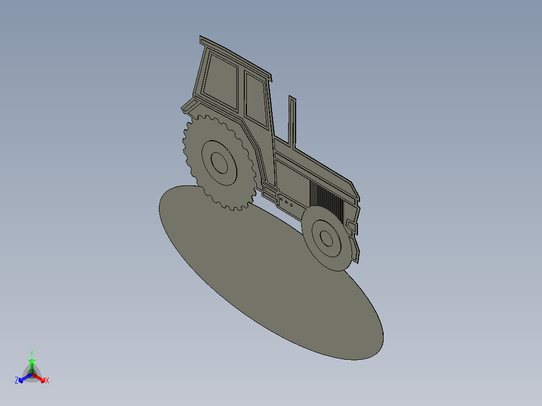 儿童拖拉机标识牌正等轴测图
