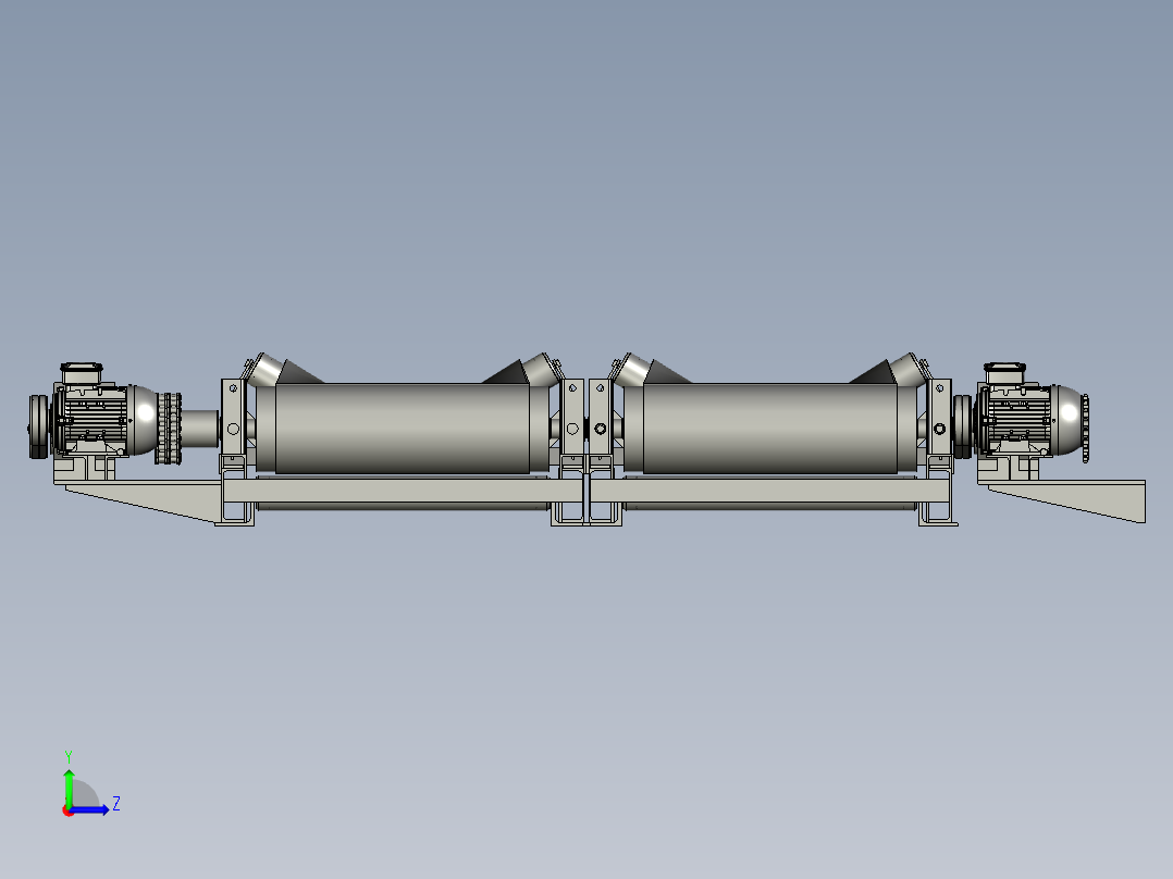 煤炭输送转载机的煤块破碎机左视图