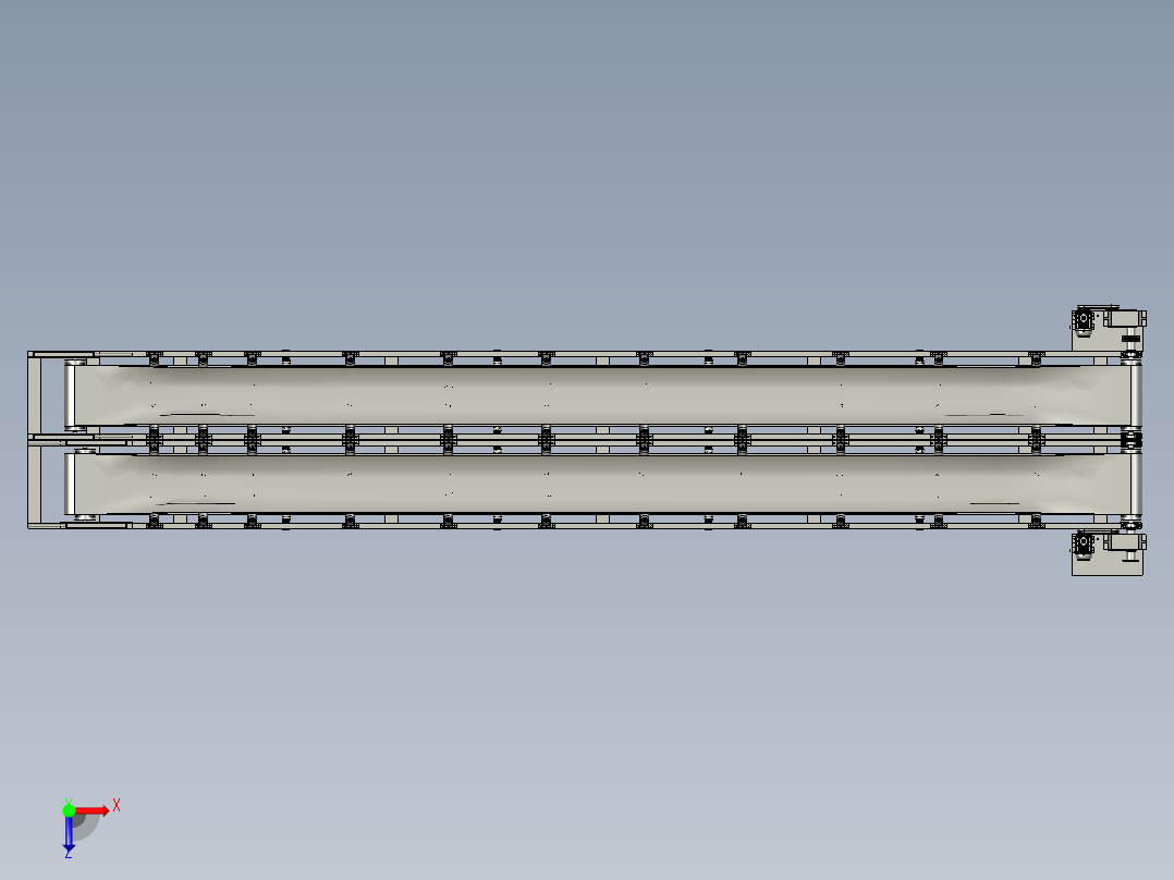 煤炭输送转载机的煤块破碎机俯视图