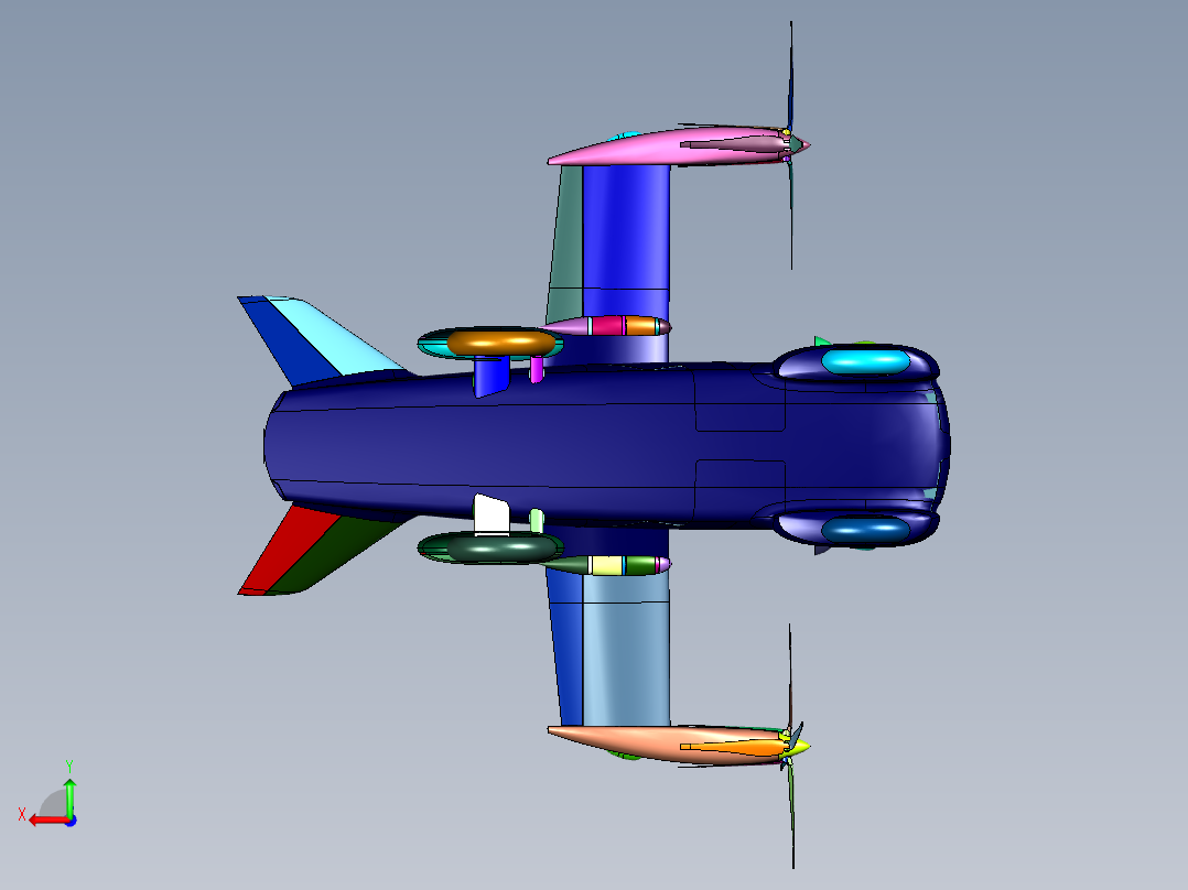 折叠机翼飞行车后视图