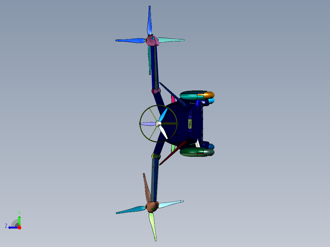 折叠机翼飞行车右视图