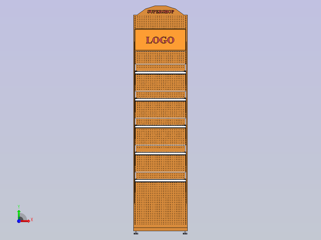 商店展示架前视图