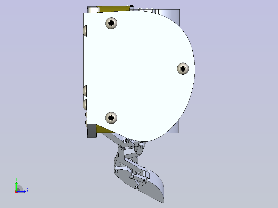 铰接手指与线缆驱动的机械仿生臂结构左视图