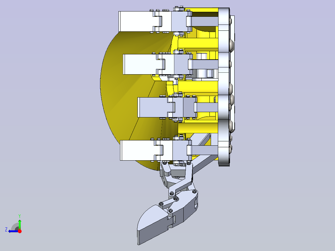 铰接手指与线缆驱动的机械仿生臂结构右视图