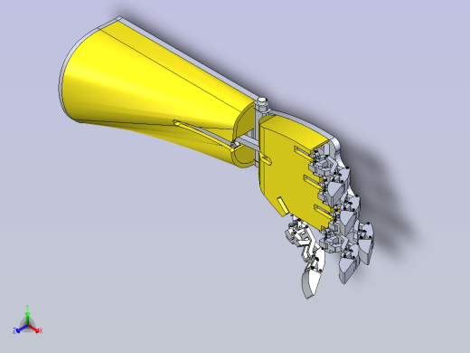 铰接手指与线缆驱动的机械仿生臂结构正等轴测缩略图
