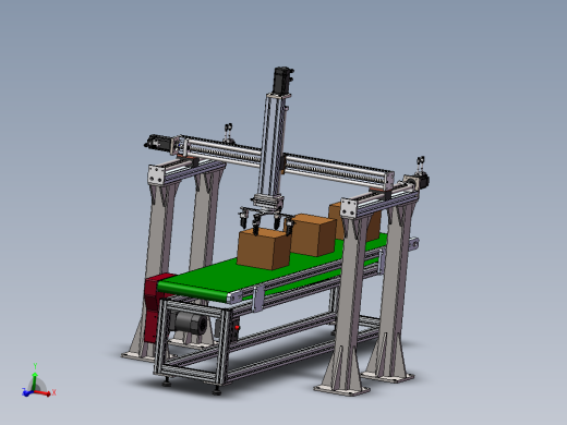 龙门柔性夹爪机械手3d图纸在线式输送线三轴桁架取料机械手3d方案