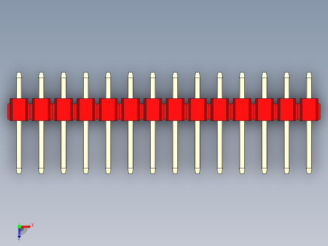 彩色公头100mil（2.54mm）系列-DS1021_red_1x14p_100mil_Type1_rev1.0俯视图