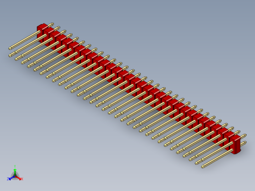 彩色公头100mil（2.54mm）系列-DS1021_red_2x32p_100mil_Type5_rev1.0正等轴测缩略图