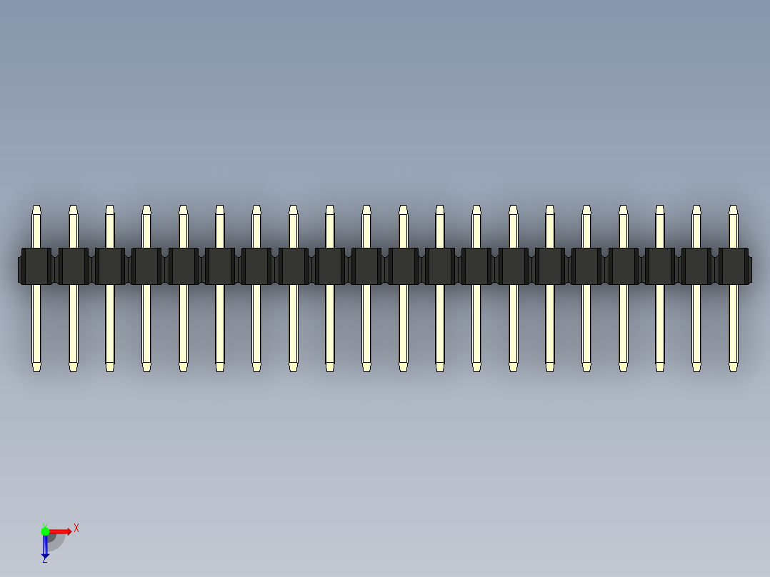 彩色公头100mil（2.54mm）系列-DS1021_black_2x20p_100mil_Type1_rev1.0俯视图