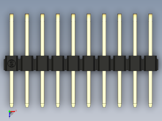 彩色公排针 100mil 2.54mm 系列-DS1022_black_3x10p_100mil_TypeD_rev1.0俯视缩略图