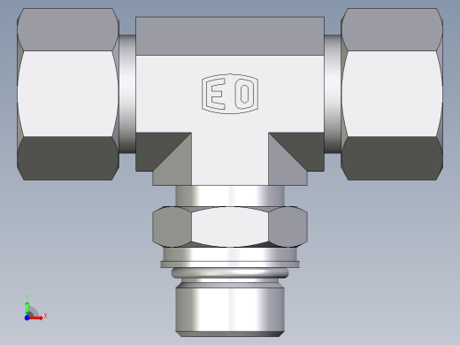 卡套式工业通用硬管接头EO_Adjustable_locknut_branch_tee_TEE16SMORCF前视缩略图