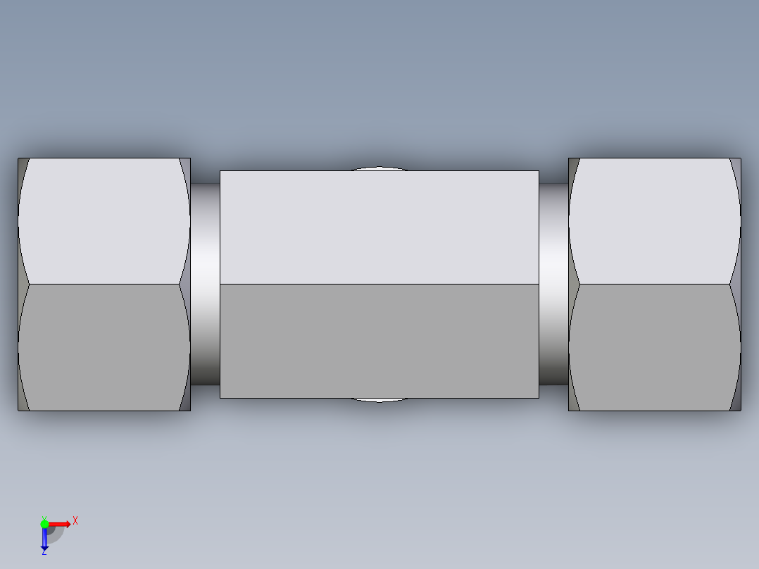 卡套式工业通用硬管接头EO_Adjustable_locknut_branch_tee_TEE16SMORCF俯视图