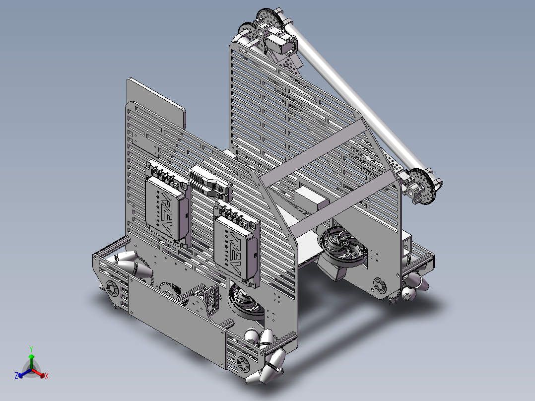 Atomic Gears 2018 Relic Recovery麦克纳姆轮车3D图纸 STP格式主视图