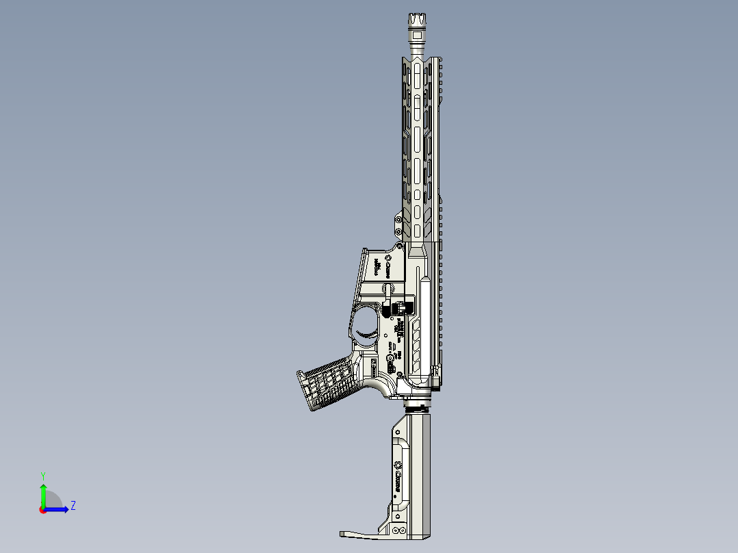 手枪左轮冲锋枪老式狙击步枪设计3D图纸cmmg-mk4-banshee-1 1 STP左视图