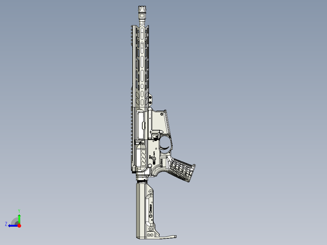 手枪左轮冲锋枪老式狙击步枪设计3D图纸cmmg-mk4-banshee-1 1 STP右视图