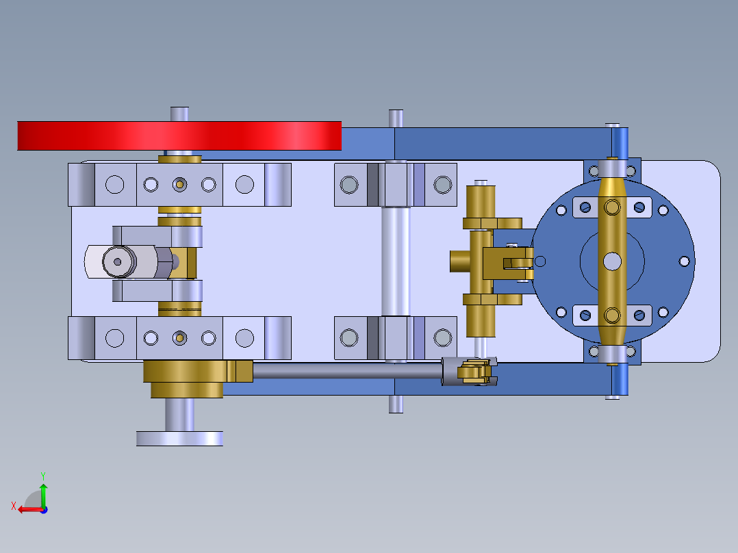 单双缸侧梁蒸汽机结构后视图