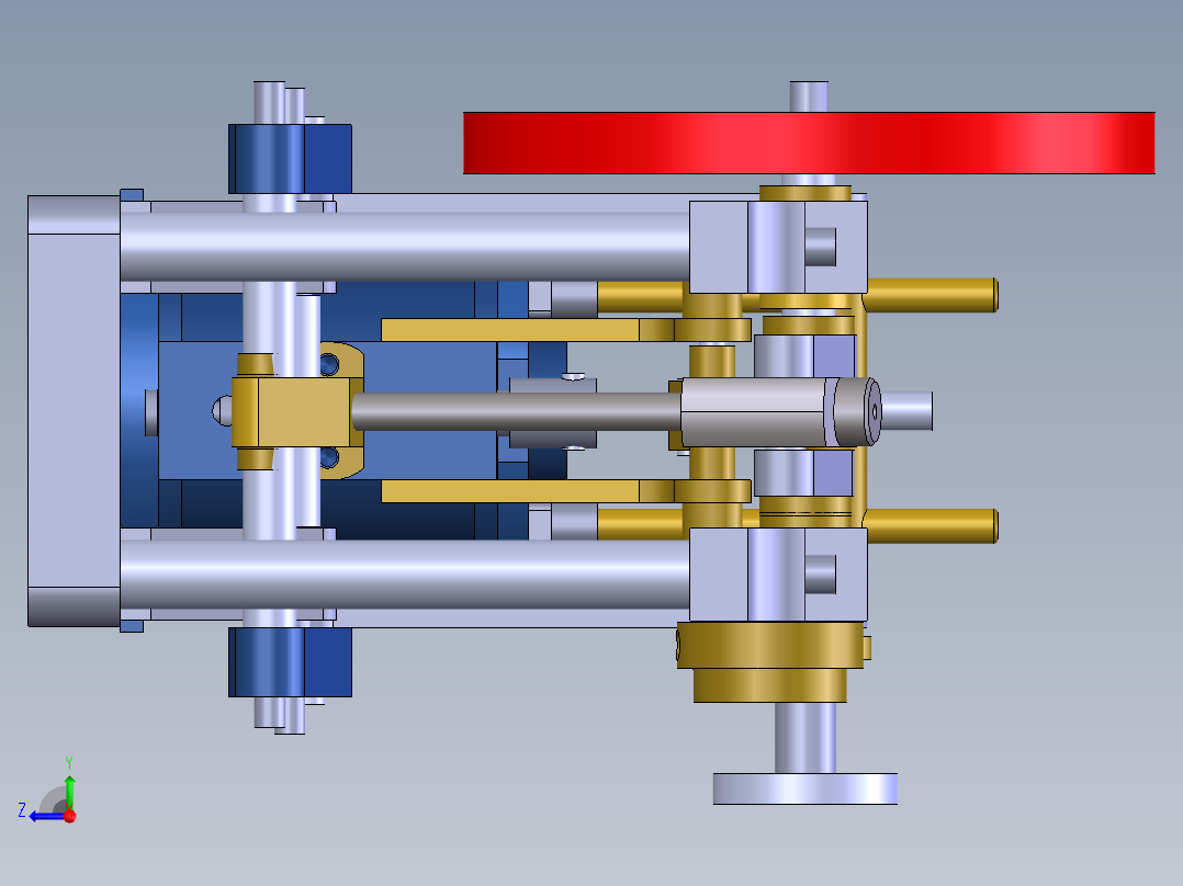 单双缸侧梁蒸汽机结构右视图