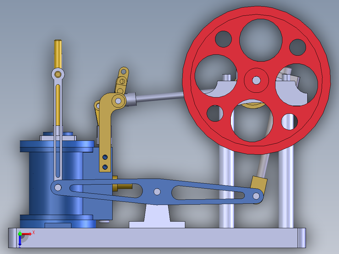 单双缸侧梁蒸汽机结构俯视图