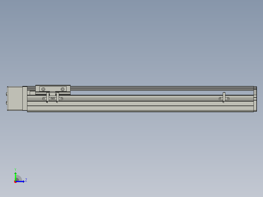 SYS12-BR-400-200W滚珠花健、支撑座、滚珠丝杠、交叉导轨、直线模组.STEP左视图