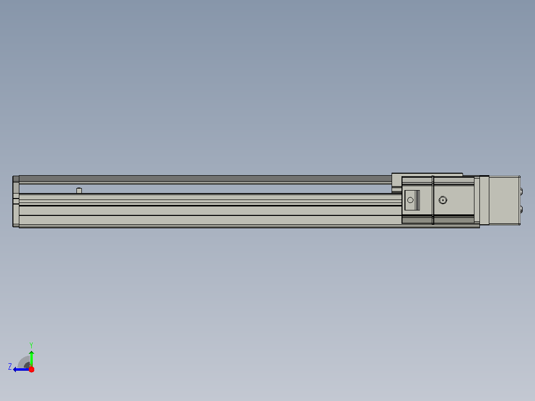 SYS12-BR-400-200W滚珠花健、支撑座、滚珠丝杠、交叉导轨、直线模组.STEP右视图