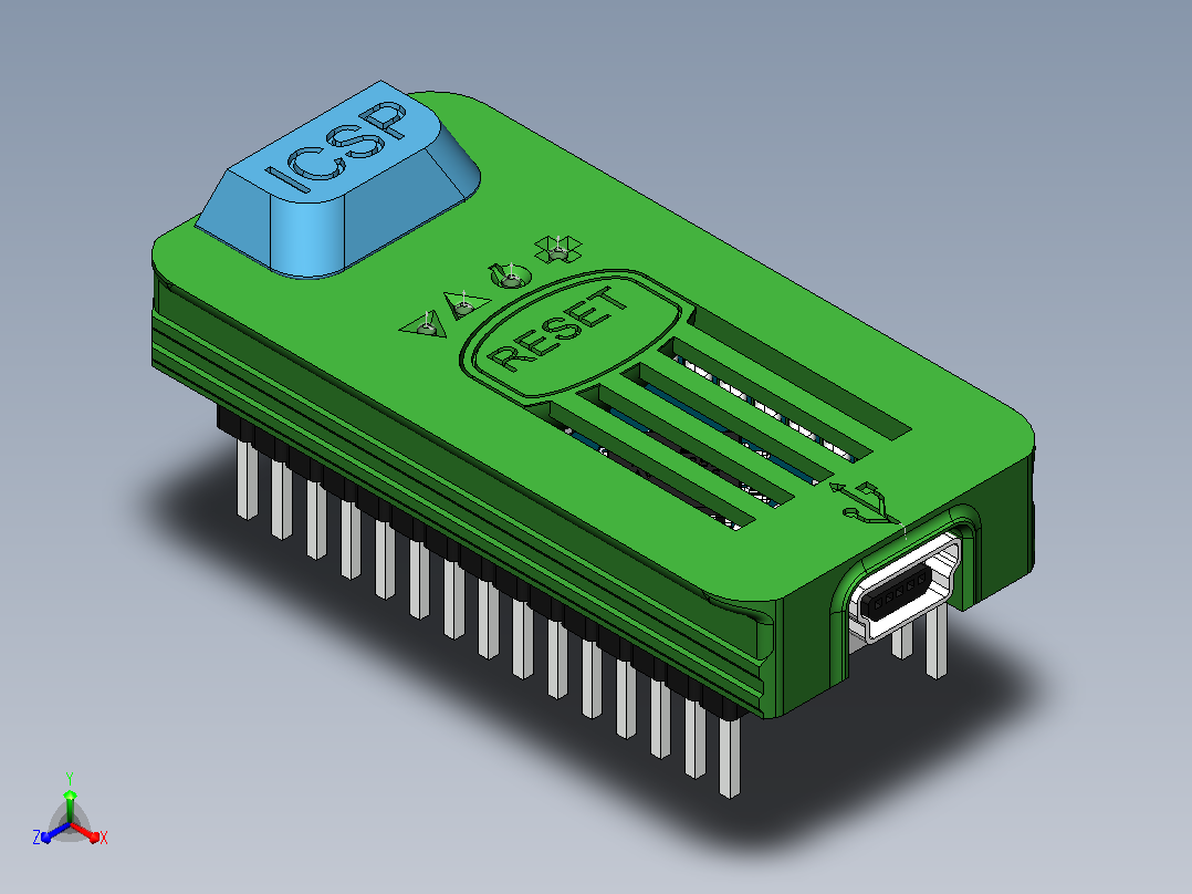 Arduino nano 保护壳正等轴测图