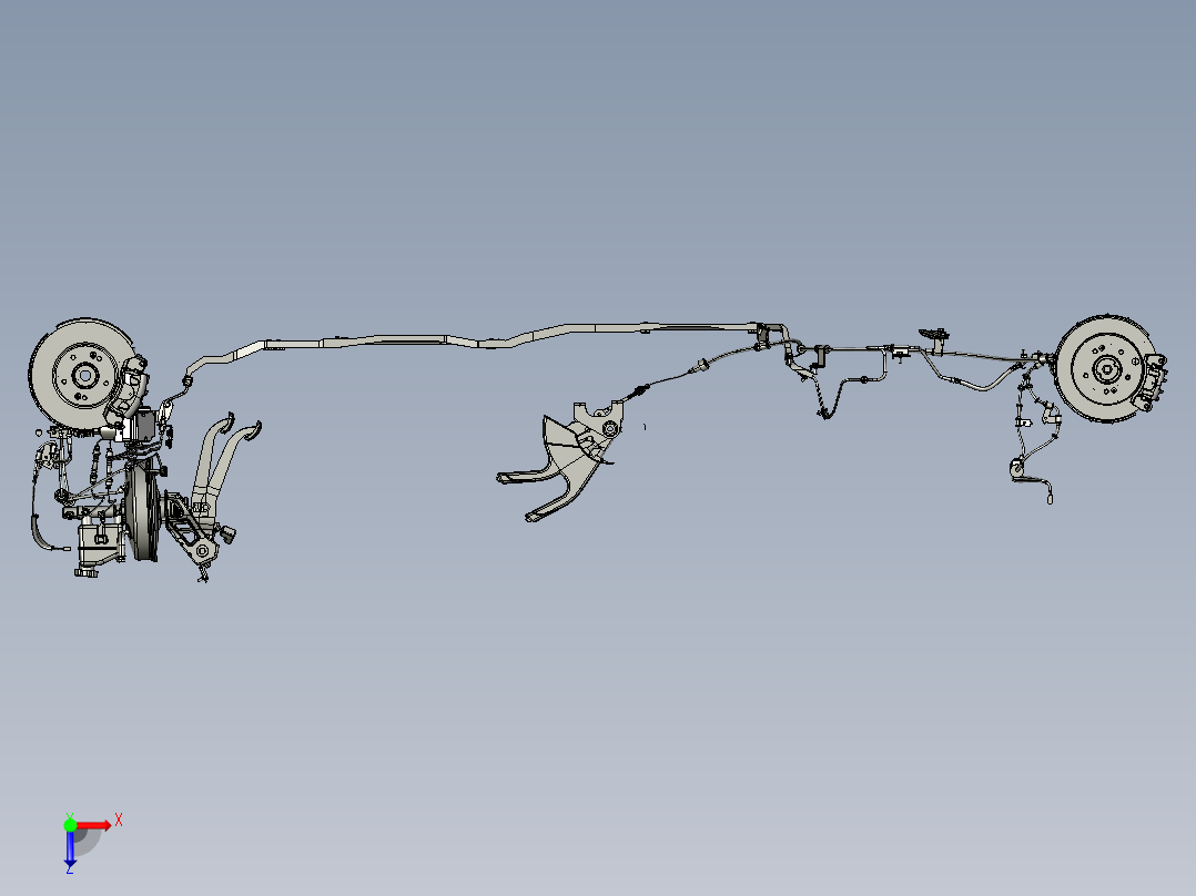 汽车刹车系统（汽车制动系统）3D模型俯视图