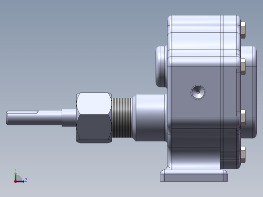 简易单级齿轮泵3D图纸 SOLIDWORKS设计左视缩略图