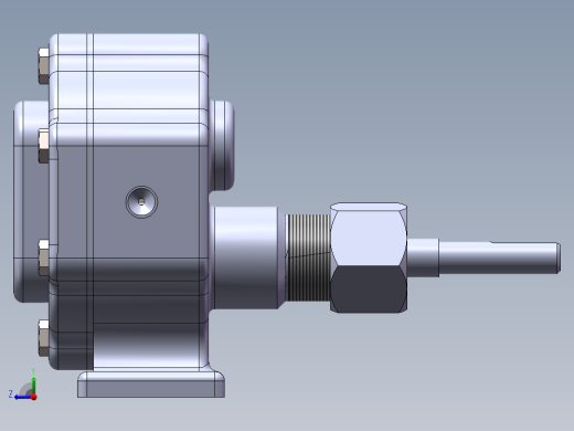 简易单级齿轮泵3D图纸 SOLIDWORKS设计右视缩略图